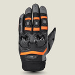 Cortech Hyper-Flo 2.0 men's riding gloves featuring orange details, leather palm, and mesh ventilation
