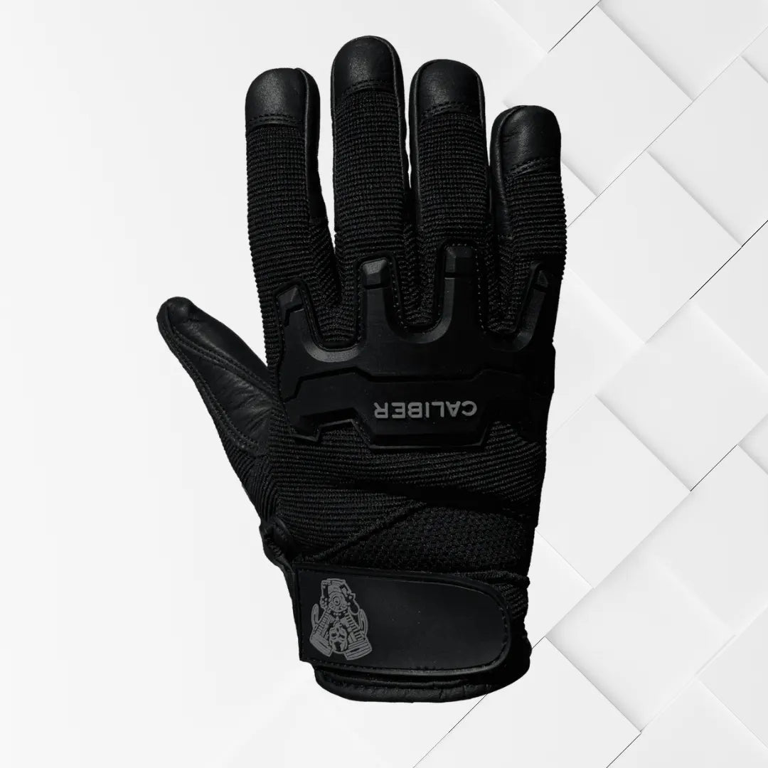 Caliber Men's Motorcycle Gloves with stretch mesh and touch screen capability for mobile phone use