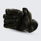 Women’s black cowhide leather motorcycle glove with silver zipper – MG GL2081 front view