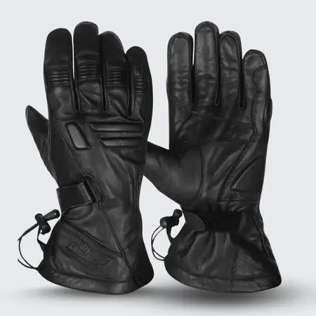 Impulse Motorcycle Gloves – waterproof leather, front and back view for riders