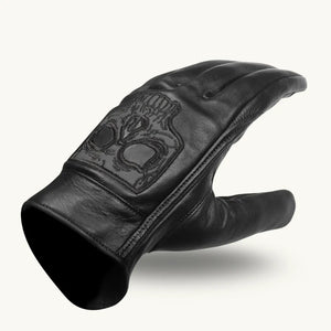 (VL475SK)  Leather Premium  Motorcycle Glove, Riding Gloves with Reflective Skull Design, Gel Palm & Touchscreen Capability