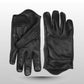 Men’s Black Gel Palm Riding Leather Gloves — flat lay of pair showing front and back details with gel palm protection and premium leather design