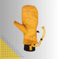 Yellow Ski and Snowboarding Mittens with reinforced leather, ergonomic fit, and weather-resistant design.