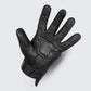 Close-up of men's premium leather perforated motorcycle glove showing padded gel palms for better grip and comfort during rides.