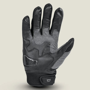 Cortech Hyper-Flo 2.0 men's leather mesh motorcycle gloves in black and grey, front view with knuckle protection