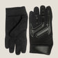 Black textile motorcycle gloves with high-density palm padding for enhanced comfort and protection, designed for men.